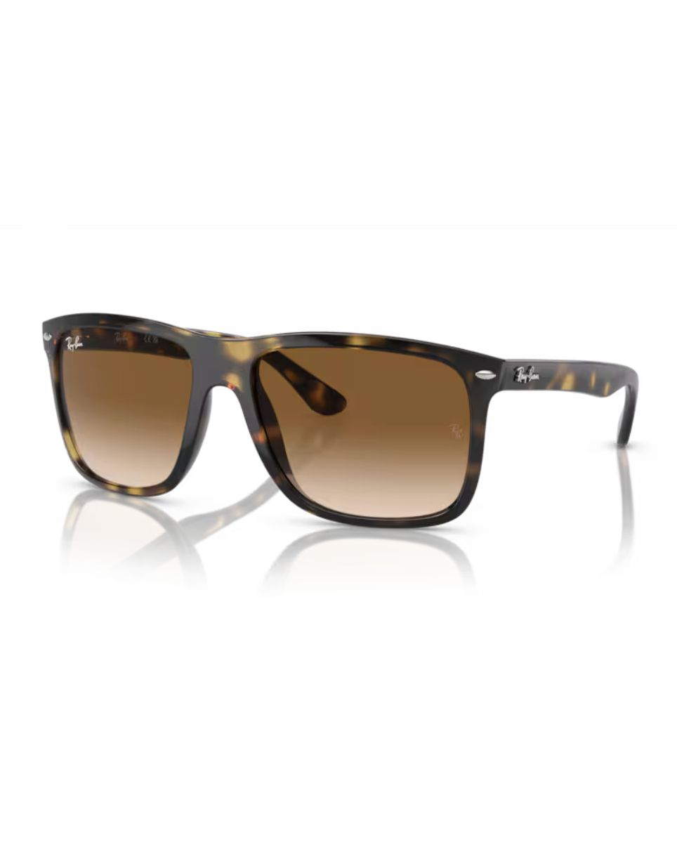 Ray-Ban Boyfriend Two 710/51 Havana aurinkolasit ruskehtavalla kilpikonnakehyksellä ja vaaleanruskeilla liukuvärjätyillä mineraalilasilinsseillä.