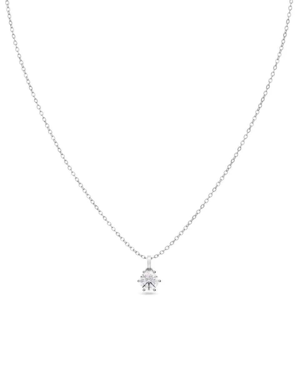 Edblad Crown Silver 126877 halsband i blankt stål med glänsande zirkonia