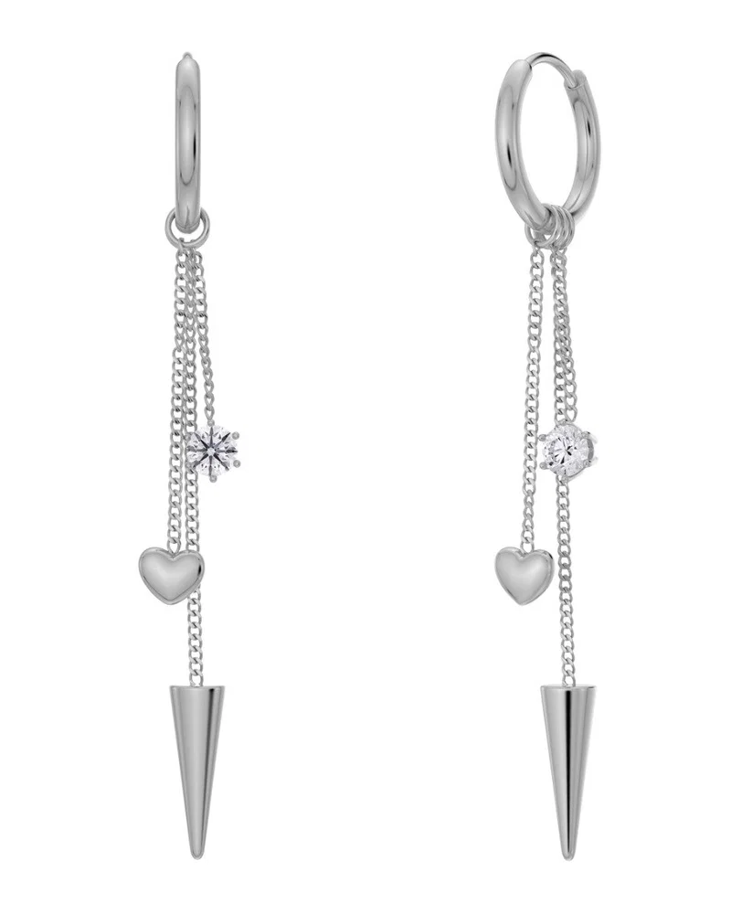 Edblad Peak Hoops Multi Heart Silver ringörhängen i blankt stål med kedjor 127224