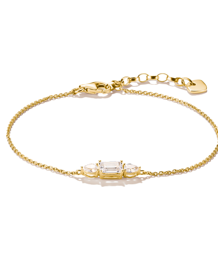 Guldfärgat 18K guldpläterat Thomas Sabo-armband med klara zirkoniastenar.