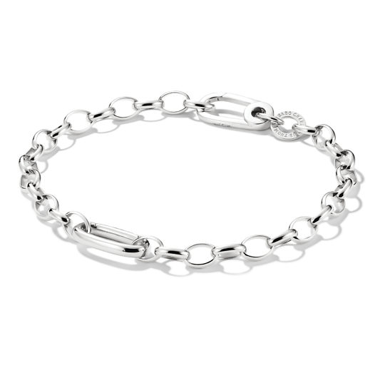 Thomas Sabo Charm Bracelet With Connect Link C1201-001-21 armband har en länkkedja som är cirka 5 mm tjock, som kan användas för att fästa både hängen och Charms.