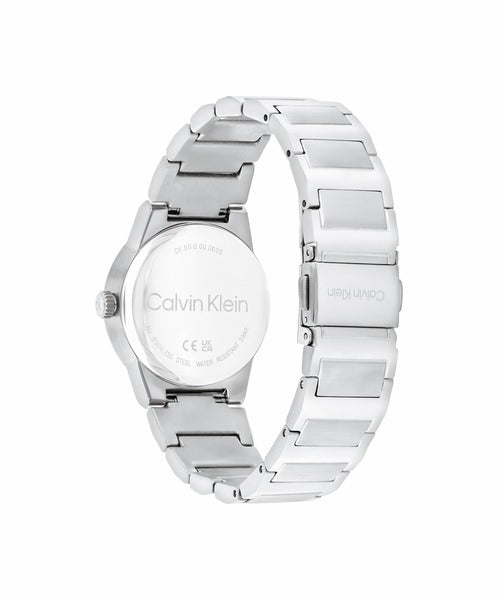 Calvin Klein Linear Elegance CK25100076 damklockans baksida är silverfärgad.