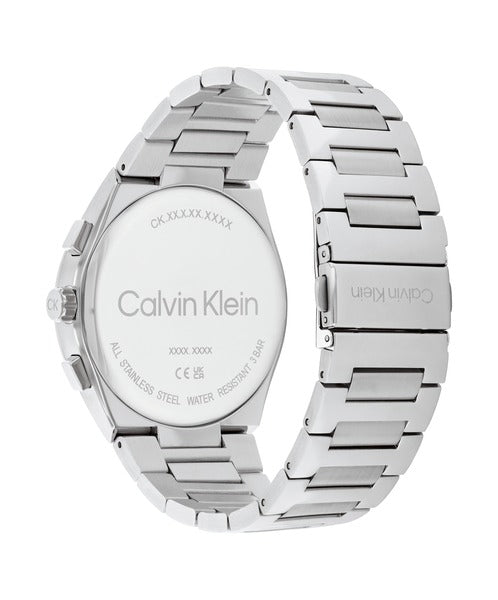 Calvin Klein Distinguish CK25200459 klockans baksida är silverfärgad.