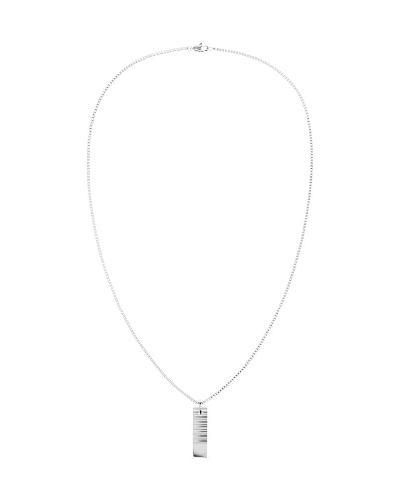 Teräksinen Calvin Klein Parallel CKJ35100085 -kaulakoru ja uritettu suorakulmainen riipus