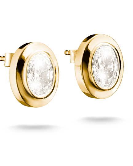 Guldfärgade 18K guldpläterade Thomas Sabo örhängen med oval sten.