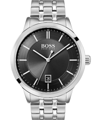 Hugo Boss Officer 1513614 herrklocka i stål med mörkgrå urtavla.