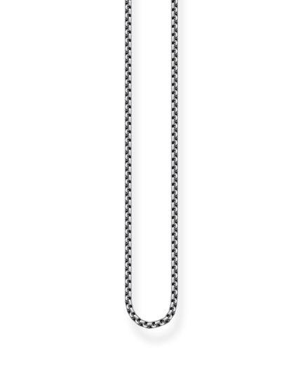 Thomas Sabo Venezia Chain KE1106-637-12 är en mörk silverkedja cirka en millimeter tjock.