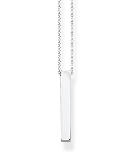 Thomas Sabo Silver Cuboid KE1907-001-21 halsband har en tunn silverkedja och ett hänge i form av en avlång kub. Smycket är elegant och enkelt.