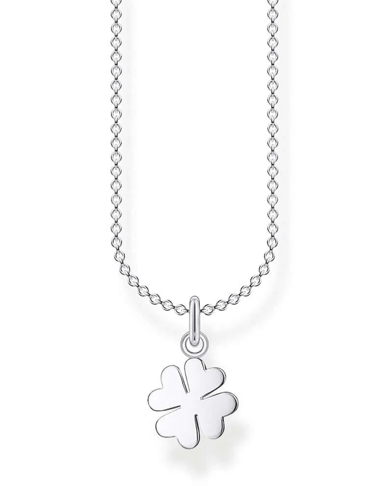 Thomas Sabo Cloverleaf KE2037-001-21 halsband har en tunn silverkedja och ett slätt hänge i form av en fyrklöver.