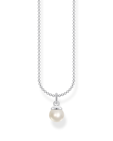 Thomas Sabo Pearl KE2076-082-14-L45V halsband med tunn silverkedja och pärlhänge.