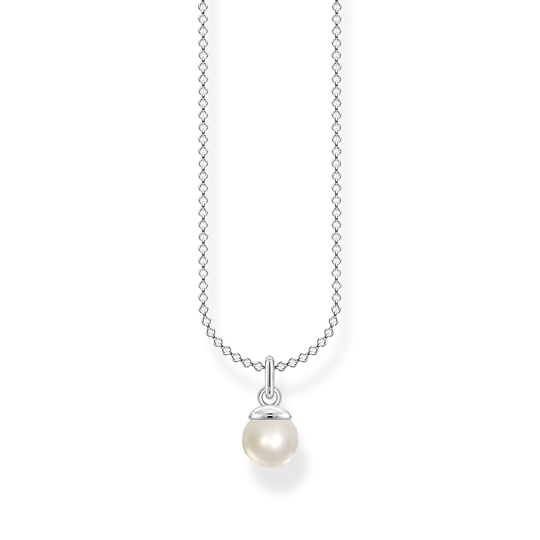 Thomas Sabo Pearl KE2076-082-14-L45V halsband med tunn silverkedja och pärlhänge.
