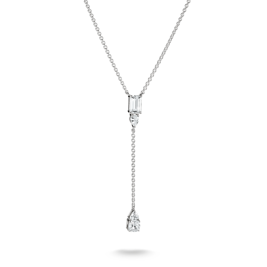 Hopeinen Thomas Sabo Y-kaulakoru, jossa on erimuotoisia kirkkaita zirkonia-kiviä.