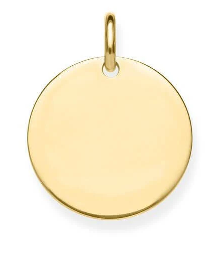 Thomas Sabo Love Bridge Disc Gold LBPE0016-413-12 hängsmycke är en rund, slät och förgylld silverplakett.