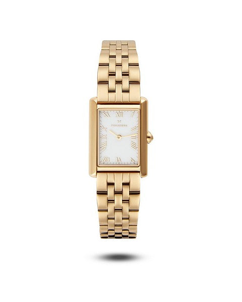 Mockberg Timeless Gold MO874 guldfärgad damklocka med vit urtavla