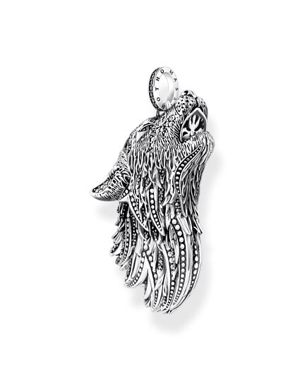 Thomas Sabo Howling Wolf With Stones PE966-643-21 hängsmycke är en fantastisk varg gjord av mörkt silver dekorerad med svarta zirkoner.