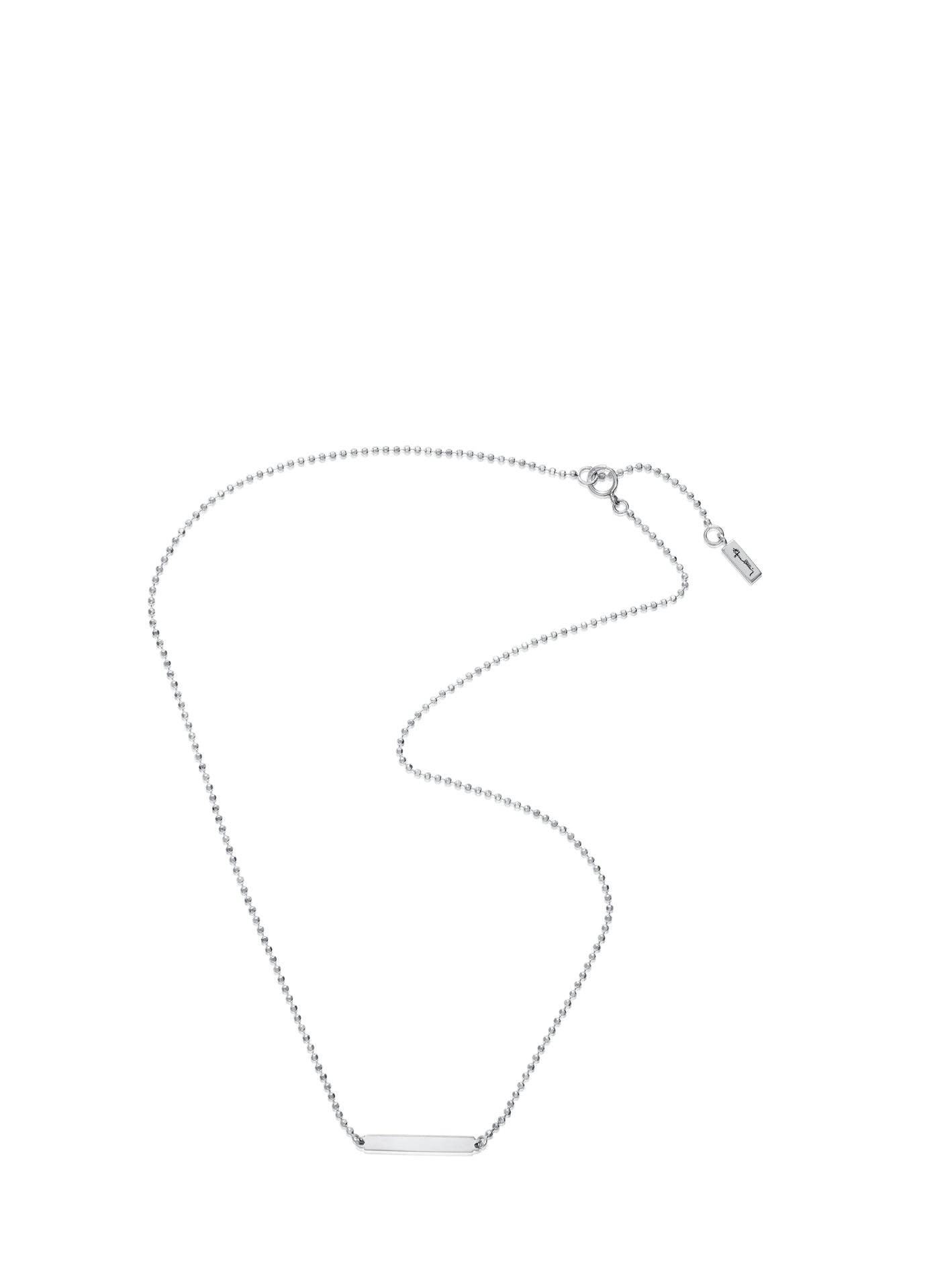 Efva Attling Power Plates 10-100-01983 halsband har en tunn bollkedja med en smal silverbricka fäst i mitten