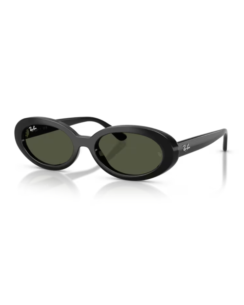 Ray-Ban RB2223 901/31 Black aurinkolasit kiiltävän mustalla ovaalilla kehyksellä ja perinteisillä vihreillä mineraalilasilinsseillä.