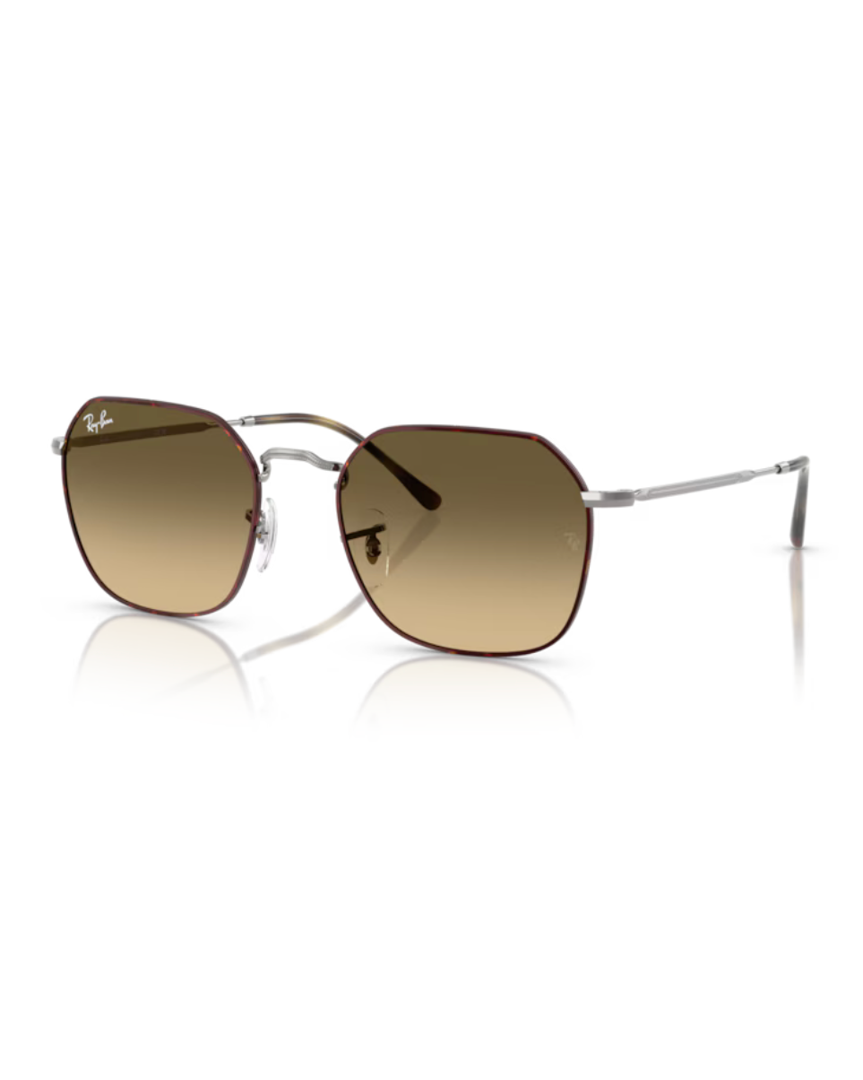 Ray-Ban Jim RB3694 aurinkolasit gunmetal-metallirungolla ja vintage-henkisillä ruskeilla liukuvärjätyillä mineraalilasilinsseillä.