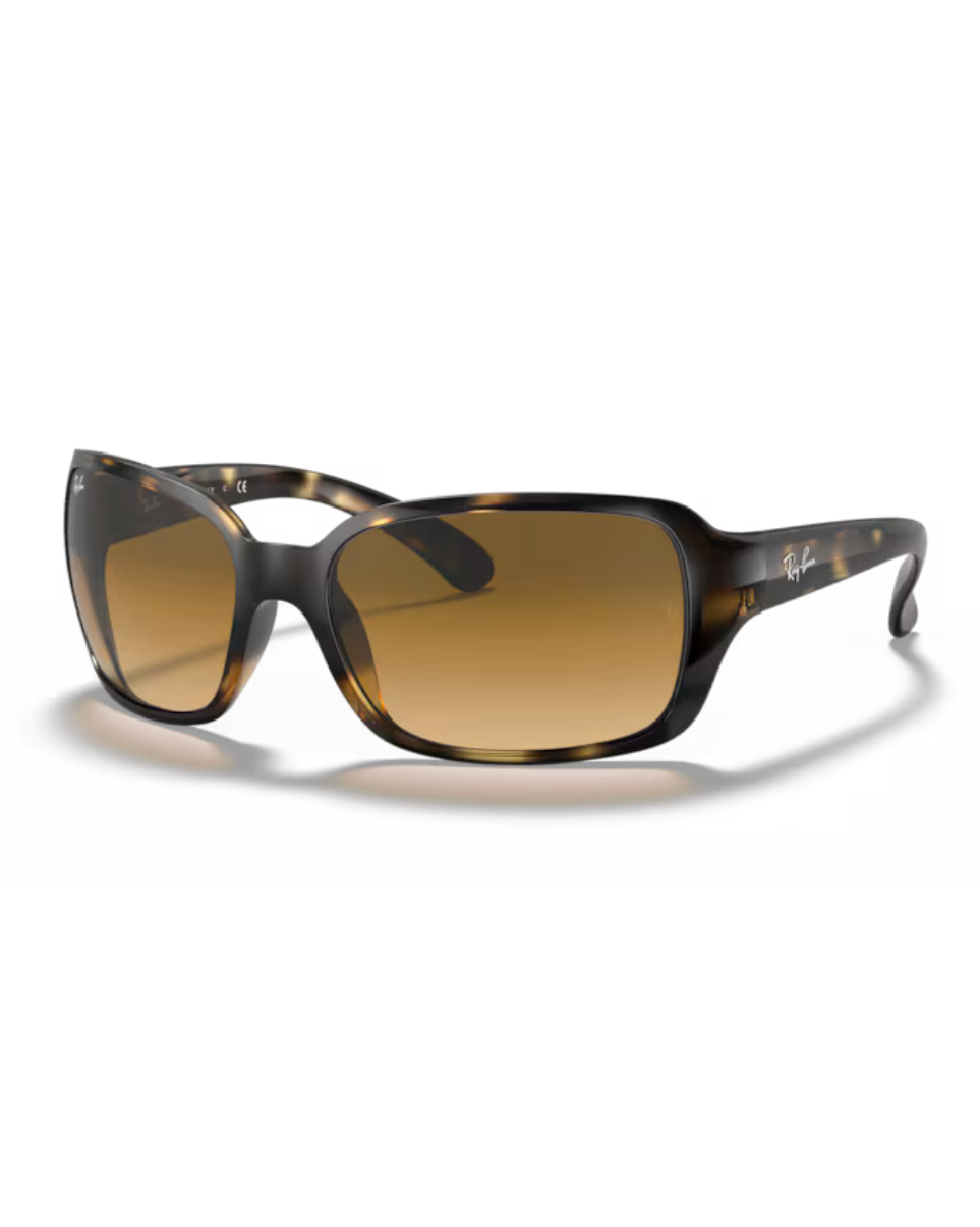 Ray-Ban RB4068 aurinkolasit vaaleanruskealla havana-kuviolla ja ruskeilla liukuvärjätyillä mineraalilasilinsseillä.
