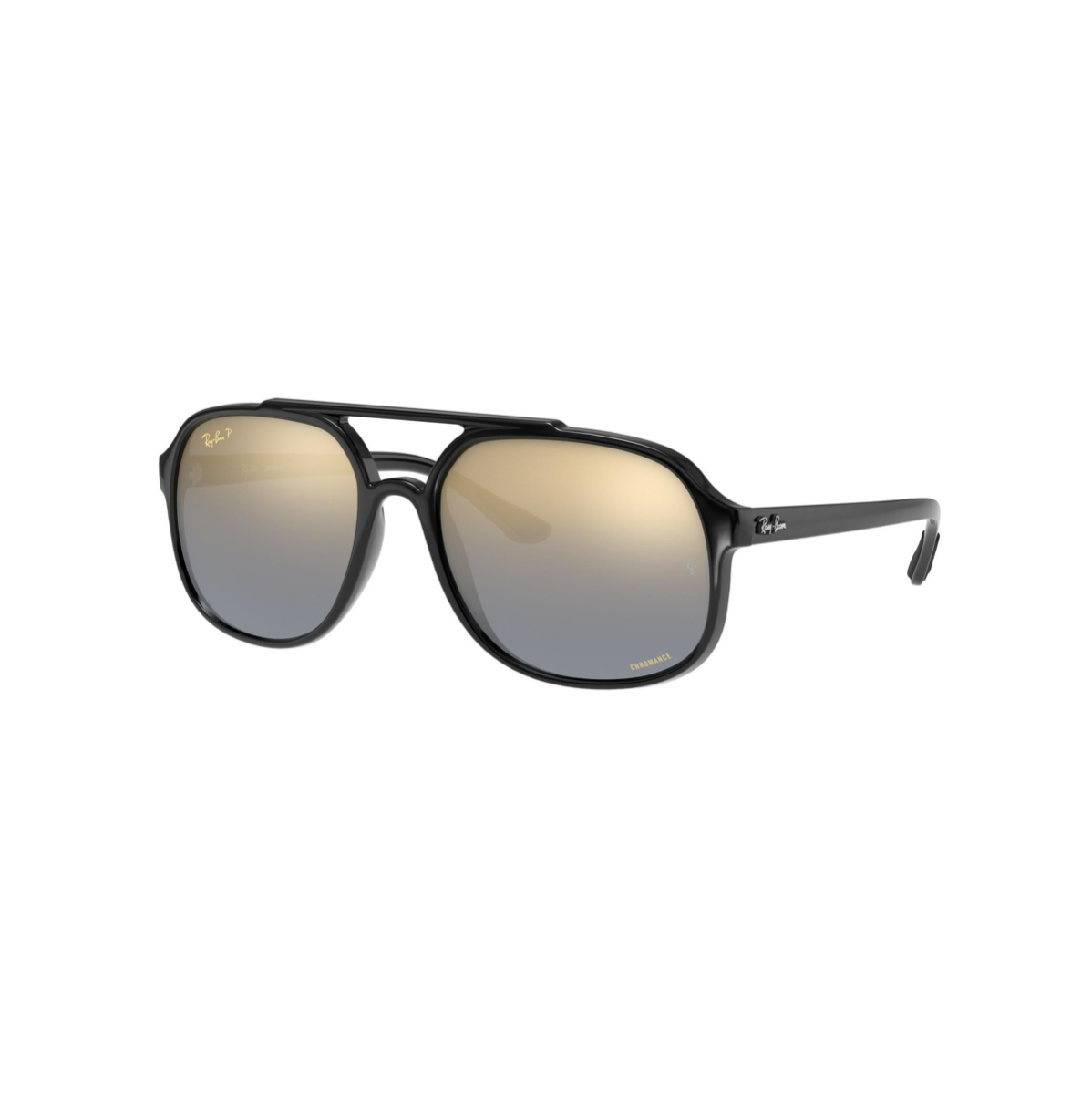 Ray-Ban RB4312CH 601/JO Chromance solglasögon, svart plastbåge med dubbelbrygga och blå polariserad lins