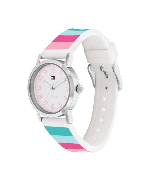 Tommy Hilfiger Girls TH1720024 klockremmens insida är vit.