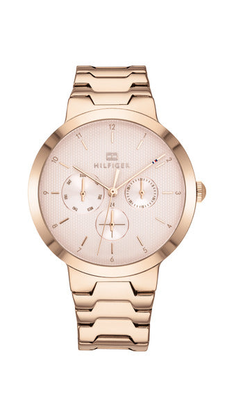 Roséguldfärgad Tommy Hilfiger Alessa 1782076 damklocka med multifunktionsurtavla.