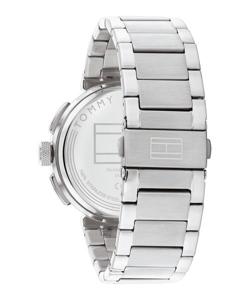 Tommy Hilfiger Lorenzo TH1792116 klockans baksida är silverfärgad.