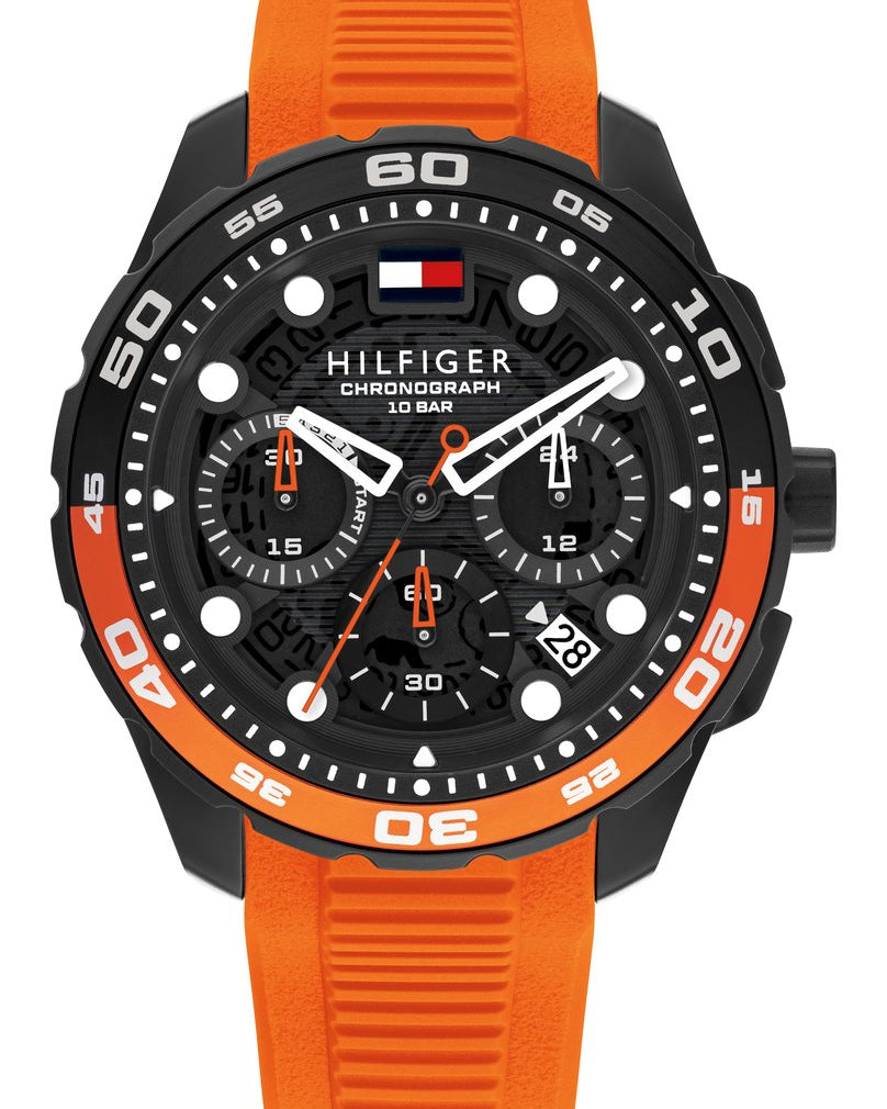 Tommy Hilfiger TH1792234 herrkronograf med orange silikonarmband.