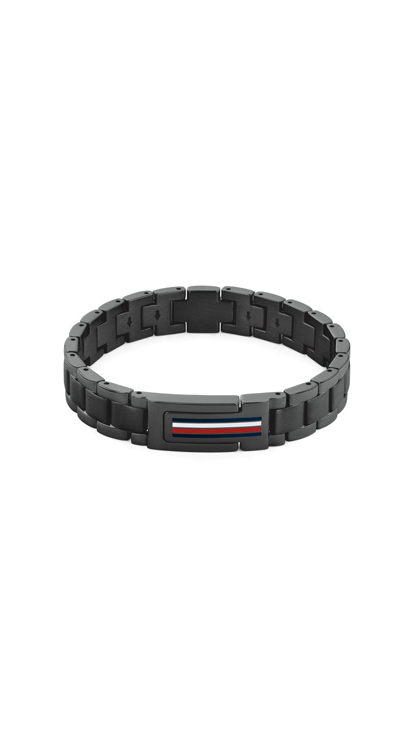 Musta Tommy Hilfiger Mason -teräsrannekoru miehille.