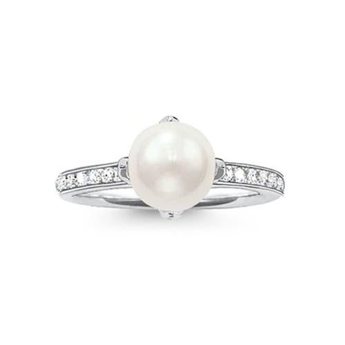 Thomas Sabo TR2054-167-14 -hopeasormus, jossa on keskellä makeanvedenhelmi ja rungossa kirkkaita zirkonioita.