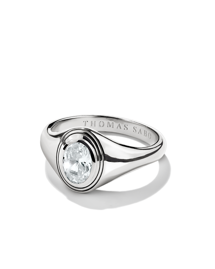 Minimalistisk Thomas Sabo Bold Elegance-ring med klar sten.