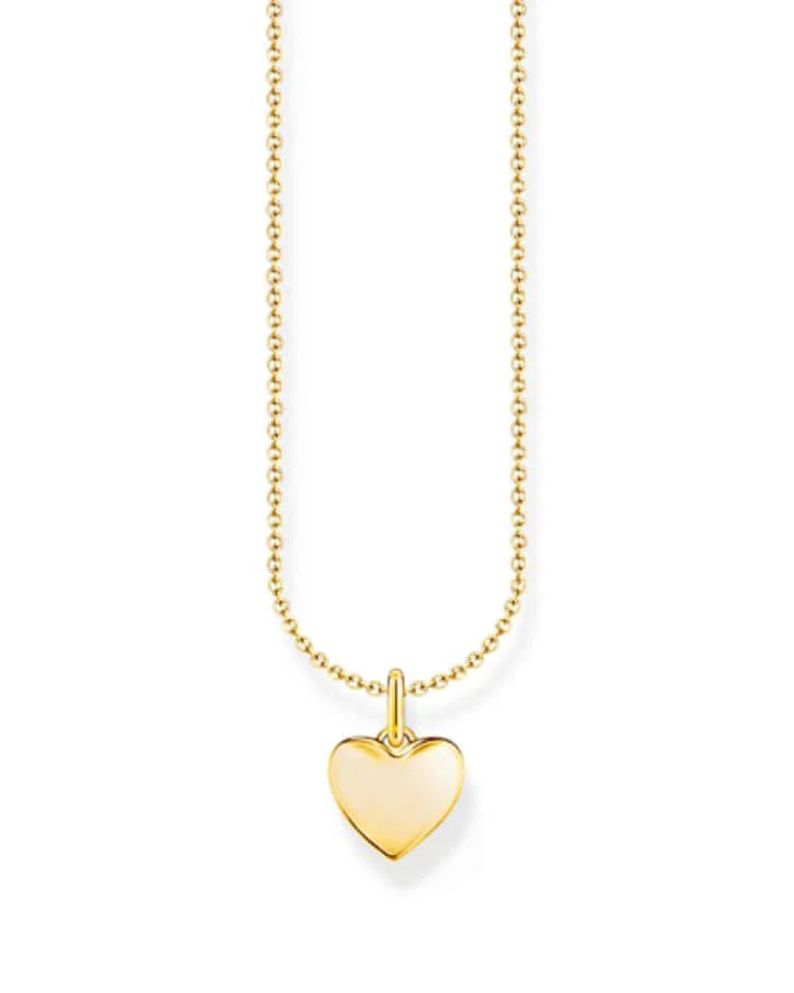 Thomas Sabo Necklace With Heart Pendant KE2234-413-39-L45V har en tunn förgylld silverkedja. Hänget är ett enkelt förgyllt hjärta.