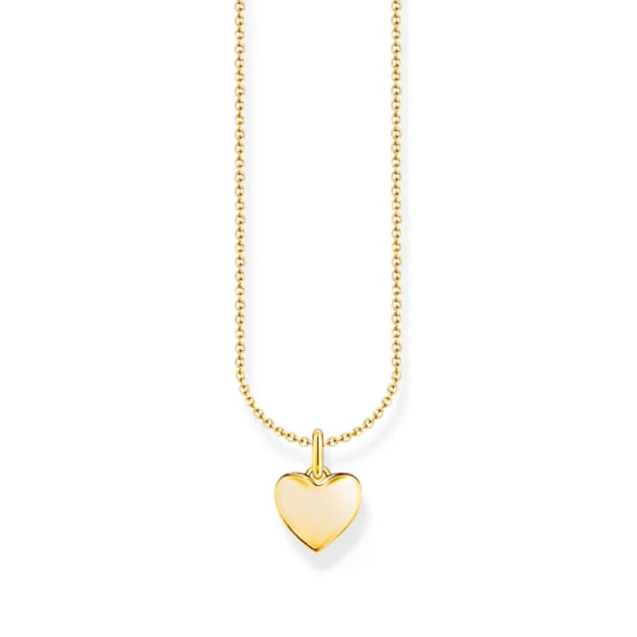 Thomas Sabo Necklace With Heart Pendant KE2234-413-39-L45V har en tunn förgylld silverkedja. Hänget är ett enkelt förgyllt hjärta.