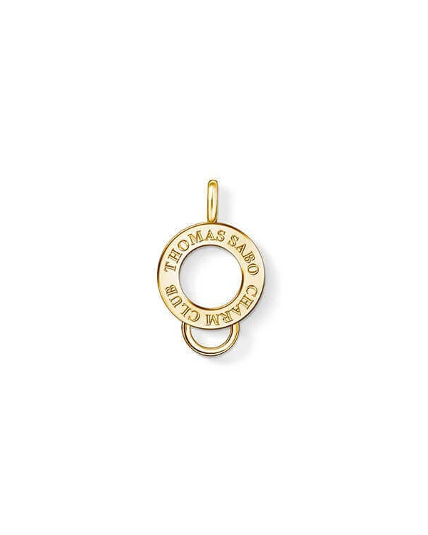 Kullanvärinen pyöreä Thomas Sabo Charm Club X0247-413-39 -charminpidike THOMAS SABO CHARM CLUB -kaiverruksella.