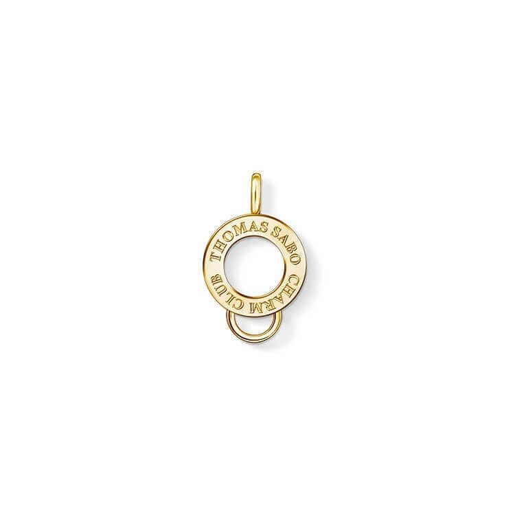 Kullanvärinen pyöreä Thomas Sabo Charm Club X0247-413-39 -charminpidike THOMAS SABO CHARM CLUB -kaiverruksella.