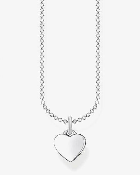 Thomas Sabo Necklace Small Heart KE2049-001-21-L45V har en tunn silverkedja. Hänget är en liten hjärtformad platta.