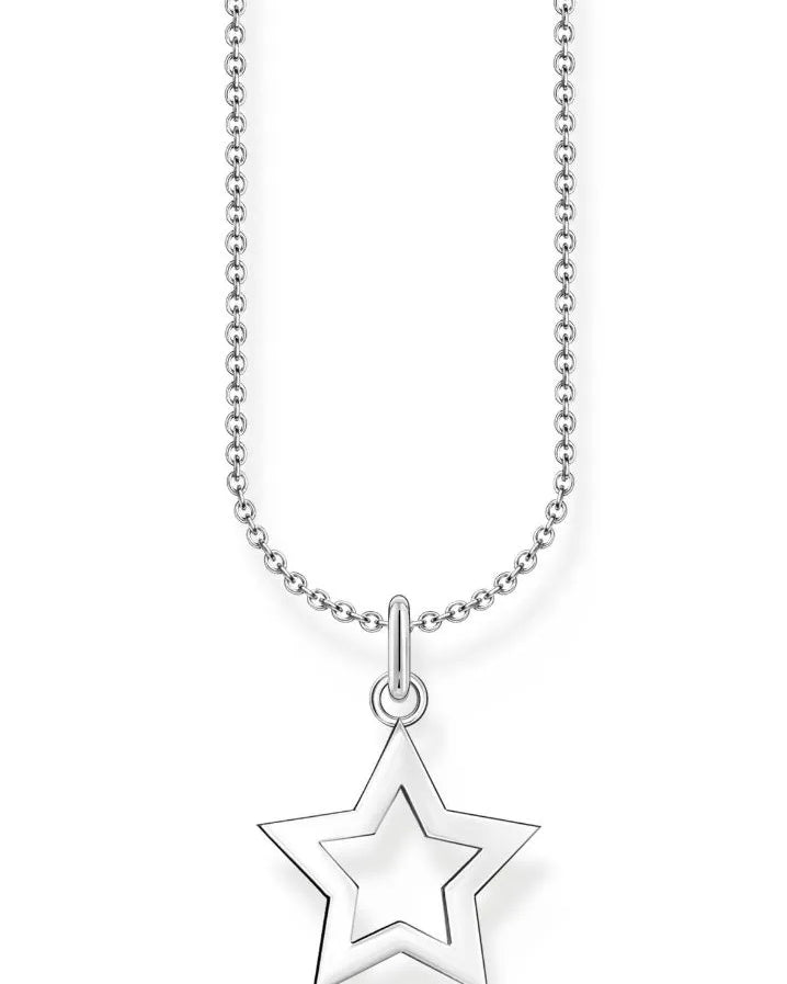 Thomas Sabo Necklace With Star Pendant KE2222-001-21-L45V har en tunn silverkedja. Hänget är en silverstjärna med endast konturer.