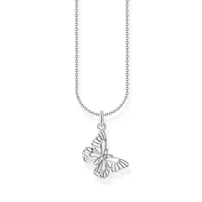 Thomas Sabo Necklace With Butterfly Pendant KE2223-001-21-L45V har en tunn silverkedja. Hänget är en silverfjäril.