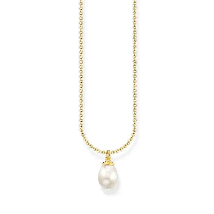 Thomas Sabo Necklace With Freshwater Pearl Pendant KE2238-430-14-L45V har en tunn förgylld silverkedja. Hänget är en sötvattenspärla.