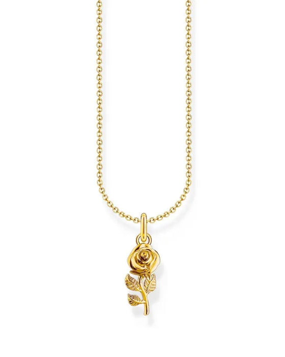 Thomas Sabo Necklace With Rose Pendant KE2269-413-39-L45V halsband med tunn förgylld kedja och ros-hänge.