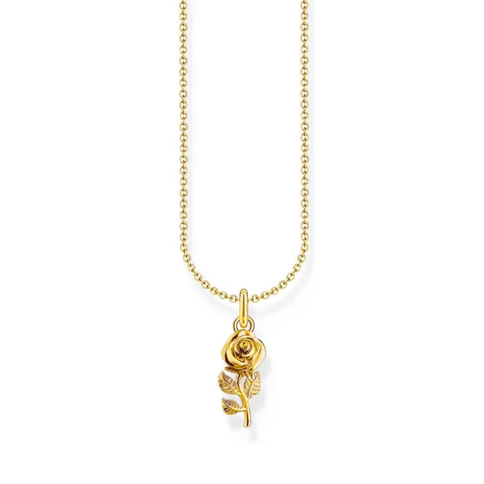 Thomas Sabo Necklace With Rose Pendant KE2269-413-39-L45V halsband med tunn förgylld kedja och ros-hänge.