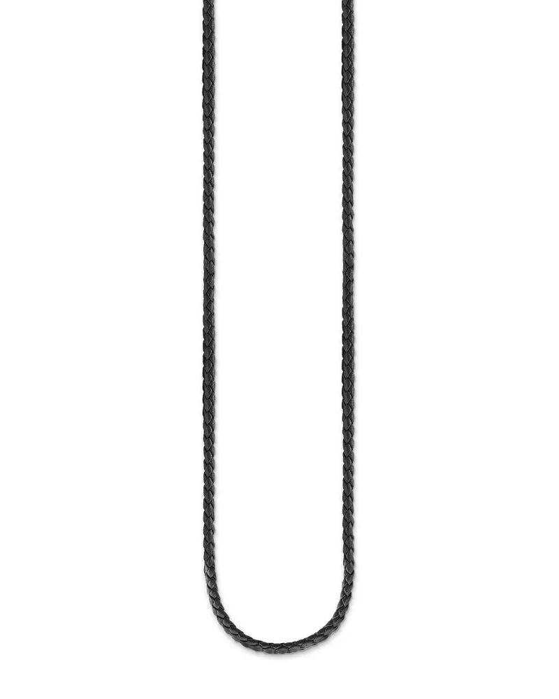 Musta punottu Thomas Sabo Charm Club X0244-134-11 -nahkakaulakoru hopeisella kiinnikkeellä.