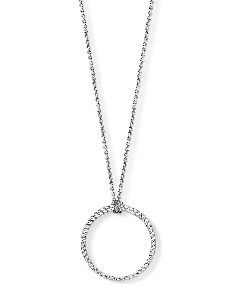 Pitkä hopeinen Thomas Sabo Charm Club X0251-637-21-L70 -kaulakoru punotulla renkaalla.
