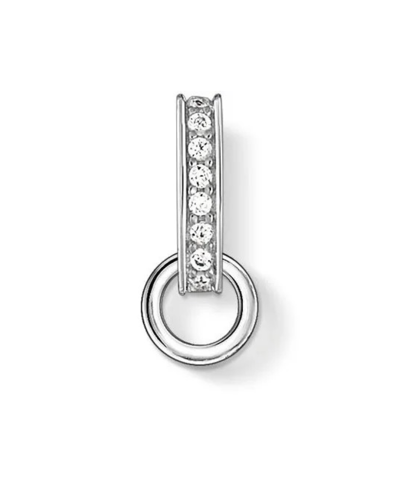 Hopeinen Thomas Sabo Charm Club X0261-051-14 -charminpidike, jossa on rivi kirkkaita zirkonioita.