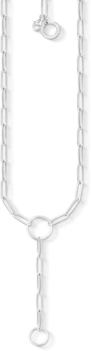 Thomas Sabo Charm Club X0276-001-21-L50 halsband är en Y-kedja i silver bestående av avlånga länkar.