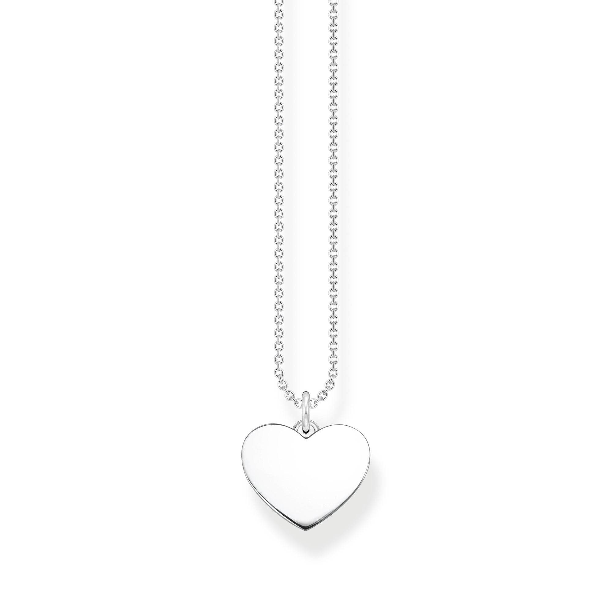 Thomas Sabo Heart KE2128-001-21-L45V har en tunn silverkedja. Hänget är en hjärtformad platta.