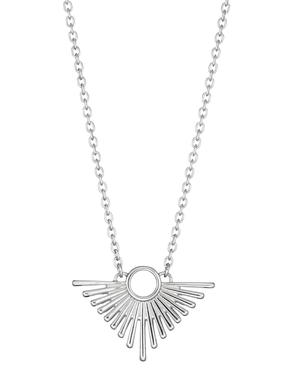 Lumoava Aamunhetki-halsbandet har en tunn silverkedja. Hänget är stiligt och strålande, formad rund och strålande.