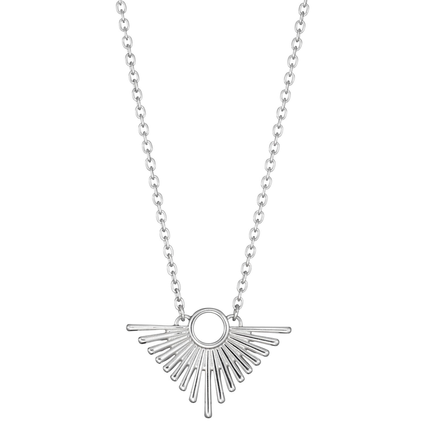 Lumoava Aamunhetki-halsbandet har en tunn silverkedja. Hänget är stiligt och strålande, formad rund och strålande.