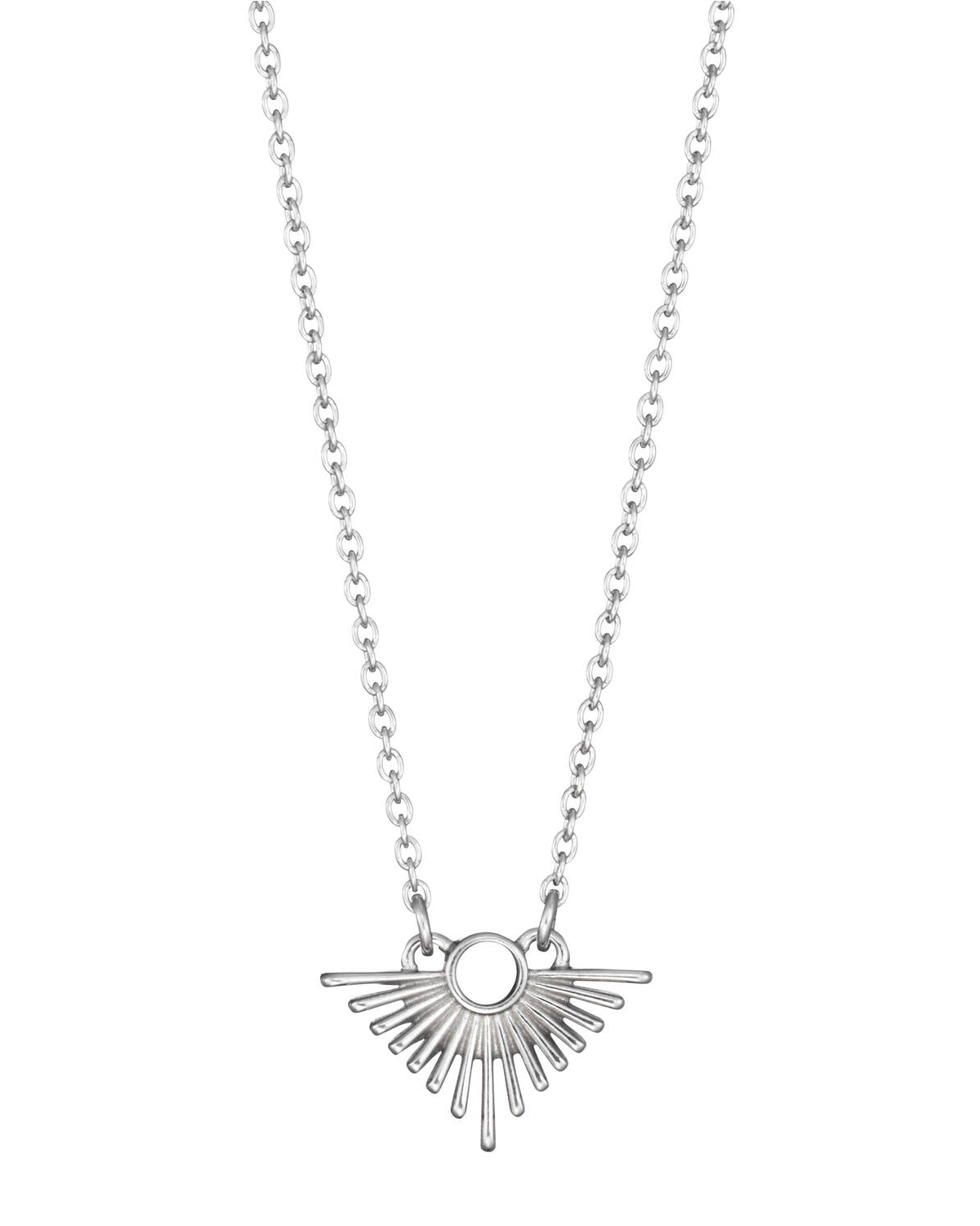 Lumoava Aamunhetki-lilla halsbandet har en tunn silverkedja. Hänget är litet och ömt, liknar solstrålar.