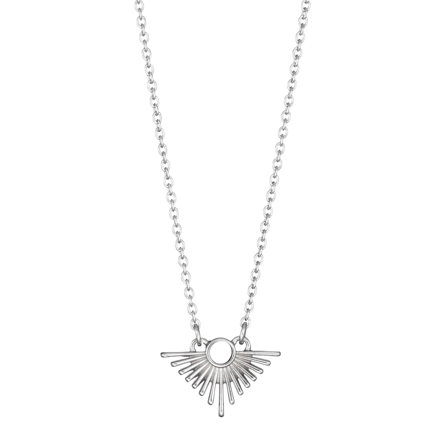 Lumoava Aamunhetki-lilla halsbandet har en tunn silverkedja. Hänget är litet och ömt, liknar solstrålar.